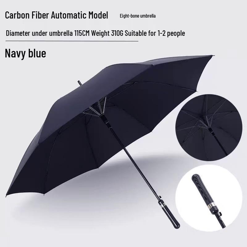 Ultra-light Carbon Fiber Aluminum Business Umbrella - Long Handle, Dual-use for Sun and Rain, Available for Custom Printing
