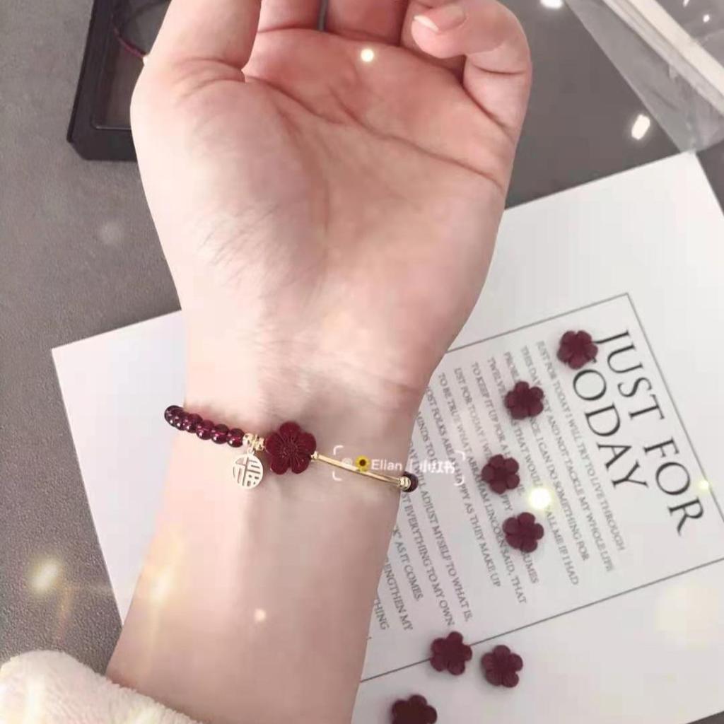 Here's a small red flower for you: a hand-woven bracelet made of cinnabar red garnet, the same style as the one featured on Little Red Book