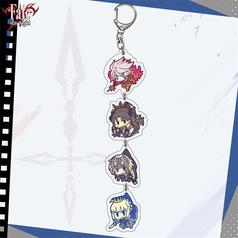 Fate Grand Order Game Anime Peripheral Keychain Emiya Altria Kawaii Long Chain Backpack Pendant Decoration Key Ring Collect Gift