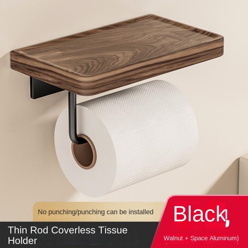 Walnut Bathroom Toilet Paper Holder Without Punching Toilet Solid Wood Tissue Box Tissue Holder Storage Rack