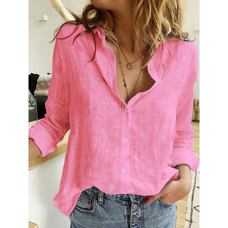 Casual Loose Long Sleeved Linen Shirt Casual Loose Long Sleeves Linen Shirt