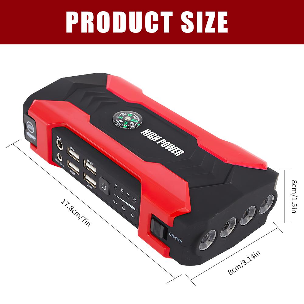 12V 800A LED Car Jump Starter 28000mah Portable Emergency Charger Battery Power Bank Car Booster Starting Device Four-string