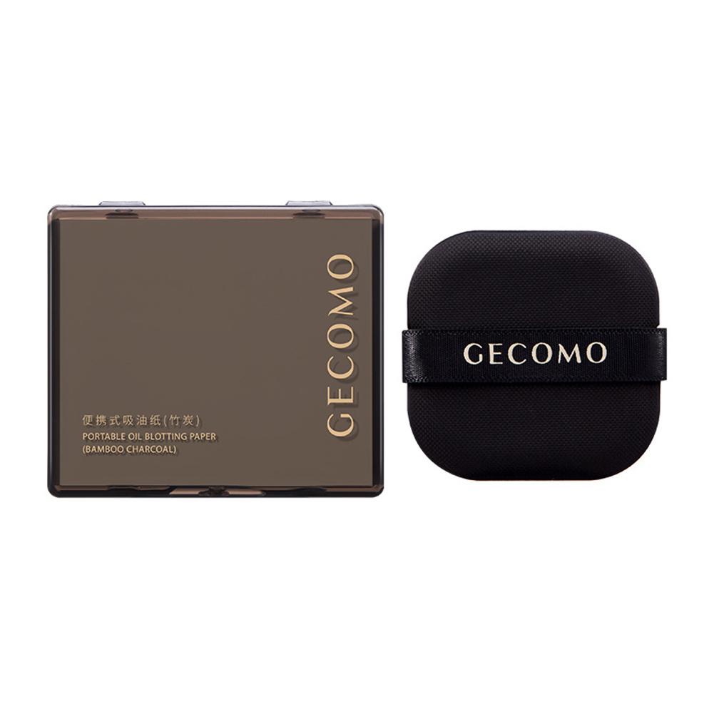 100 Sheets Oil Control Paper with Case & Powder Puff Oil Absorbing Sheets Bamboo Charcoal Face Oil Blotting Sheets for Oily Skin