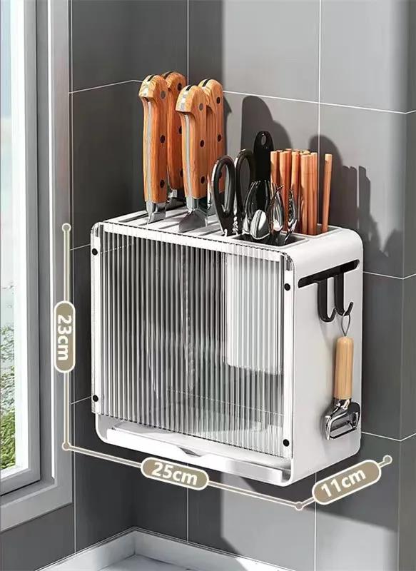 

Knife Holder Multi-function Utensil Stand Knife Block Drainer Storage Box Spoon Fork Kitchen Organizer Rack for Cutlery Utensil