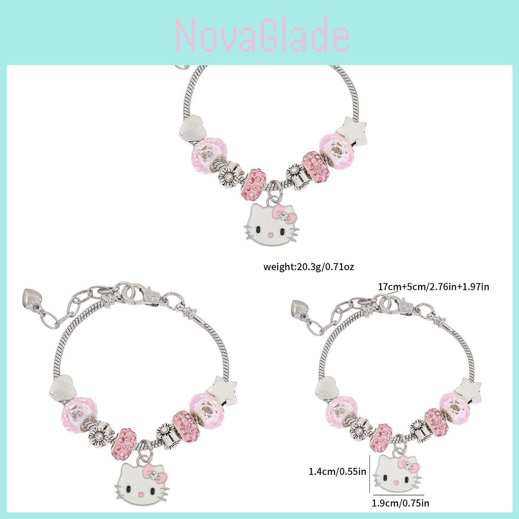 Hello Kitty Cartoon Charm-Armband mit Zinklegierungsperlen für Geschenke und Accessoires