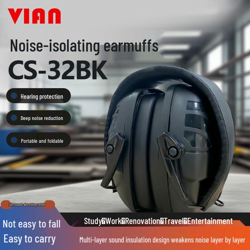

VIAN Professional Soundproof Ear Muffs: Industrial-Grade Noise Reduction for Study, Work, and Sleep