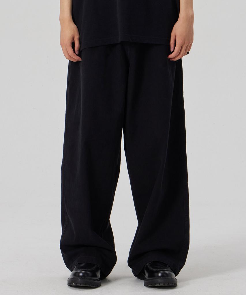 MAKEITTO Bio Washing Wide Cotton Spandex Pants_Black
