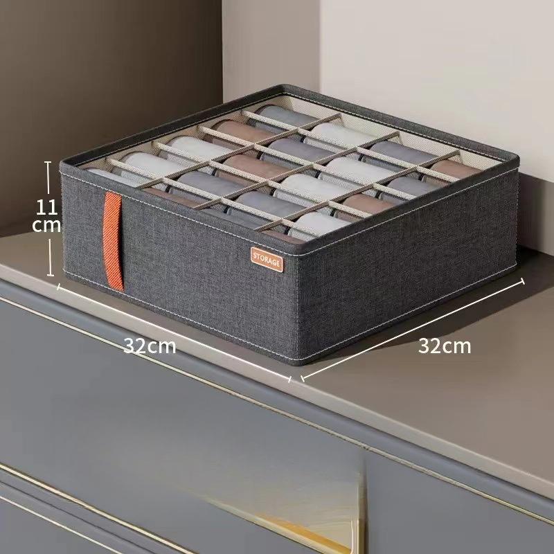 Foldable Underwear Storage Box Divided Organizer with Compartments for Closet