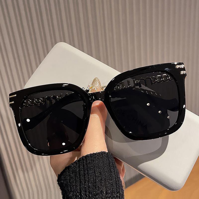 Big Frame Square Sunglasses Women Fashion Vintage Trending Sun Glasses Luxury Brand Designer Metal Chains Elegant Shades Uv400