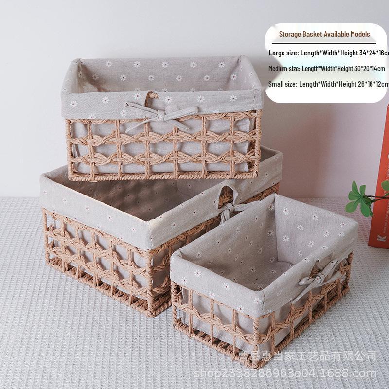 Rattan Woven Desktop Storage Basket and Organizer small