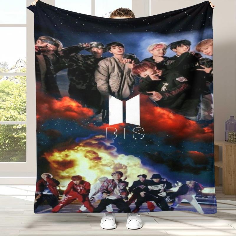 Modische B-BTS Kpop Flanelldecke, Ultraweiche Warme Plüschdecke für Zuhause Schlafzimmer Bett Sofa Abdeckung Büro Camping Picknick Geschenk