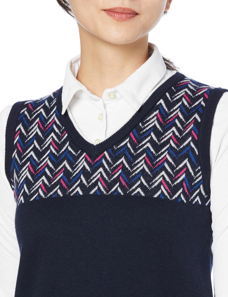 FootJoy Modern Classic Chevron Pattern V-Neck Golf Vest FJW-F23-M01 Women's Navy Small