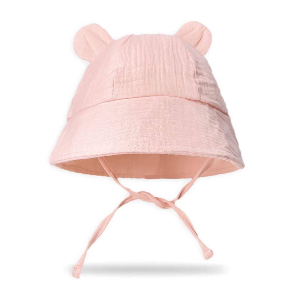 Korean Baby Bear Ear Hat Solid Color Boys Girls Sunhat Cute Baby Bucket Hat  Toddler