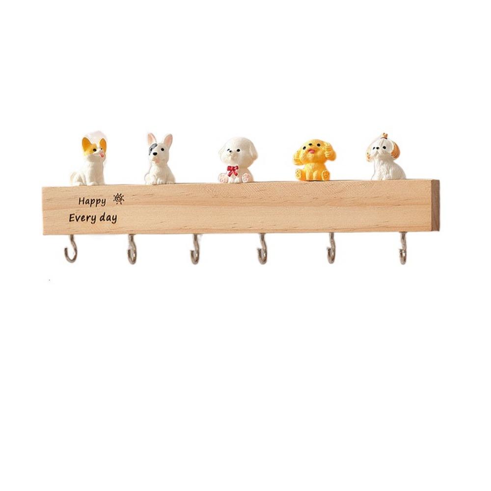 Creative Wooden Key Rack with Cute ornament Clothes Coat Hooks Door Hooks Hanger  Home