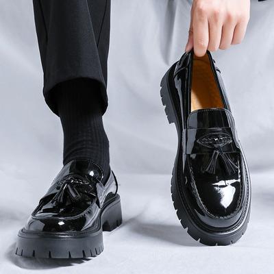 British Small Leather Shoes Men'S Platform Korean Version Fringed One-Pedal Formal Wear Casual Height Increase Hair Stylist Men'S Shoes 3063-R