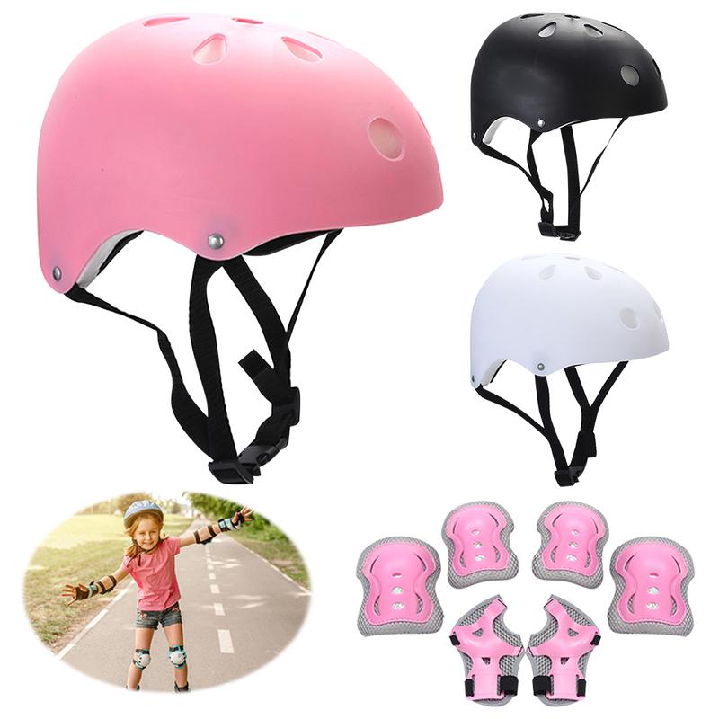 Kids Bicycle Helmet Knee Elbow Wrist Pads Set Child Sports Safety Protective Gear Set for Outdoor Cycling Scooter Roller Skating