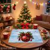 4pc Christmas Ball Printed Placemat Waterproof Anti Hot Holly Berry Pattern Placemat Holiday Decoration