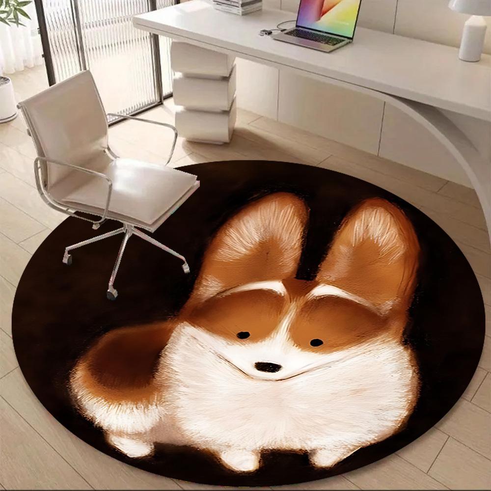 1PC Dog Ears Office Round Area Rug, Mat Suitable For Office, Under Office Chairs Bedroom Living Room Home Decor, Room Deco