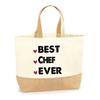 Tote Bag - PLANETEE - Best Chef Ever - Natural Jute - Beige - Sturdy Handles