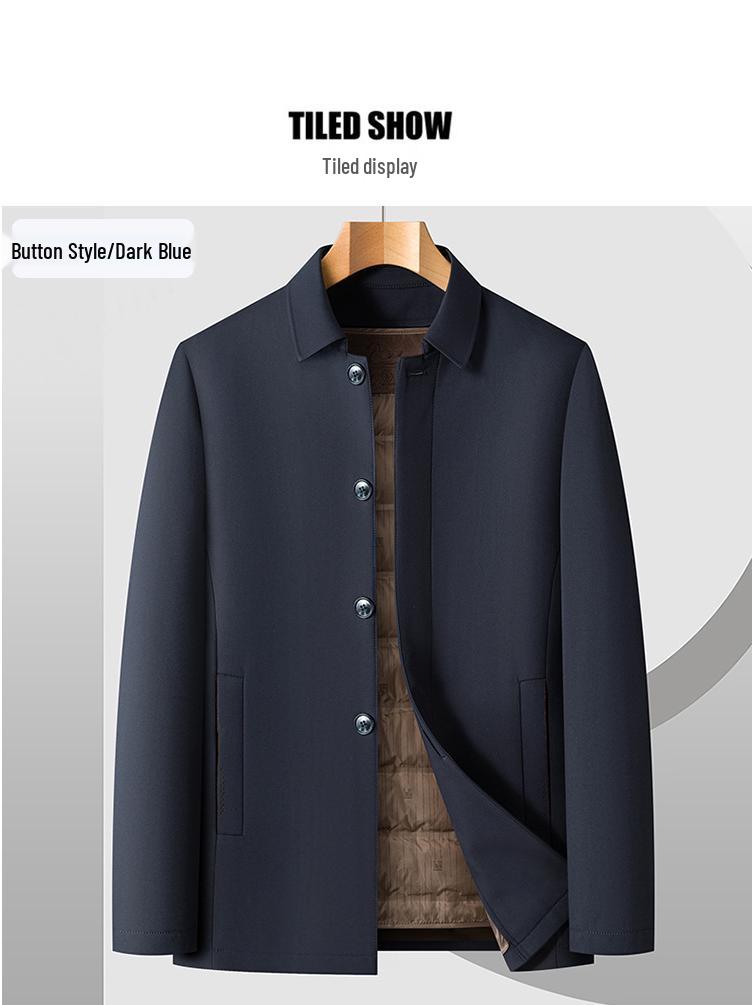 Plus Size Men's Trendy Winter Down Jacket - Thickened Business Mid-Length Coat for Middle-Aged and Elderly Dads