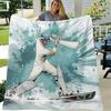 Baseball-themed pattern Flannel printed blanket suitable for all seasons suitable for living room office sofa and travel