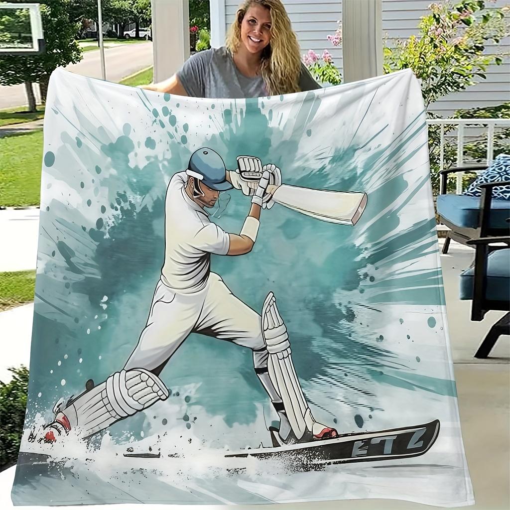Baseball-themed pattern Flannel printed blanket suitable for all seasons suitable for living room office sofa and travel