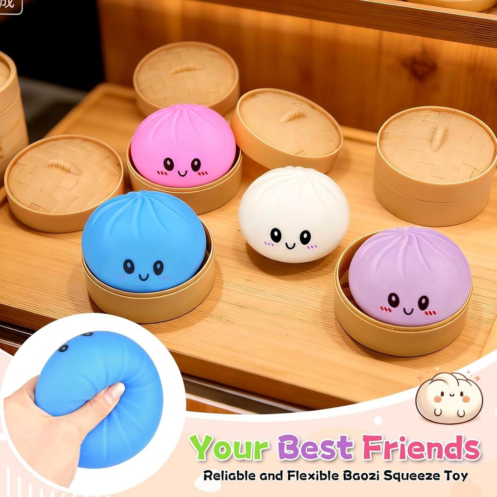 Dumpling Squishy Toys, 4Pcs Mystery Squishy Dumpling Toy, Dumplings Fidget Sensory Toys Anxiety Relief, Cute Squishies Dumplings Stress Balls