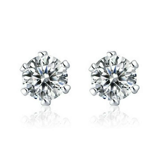 Sterling Silver S925 Zircon Six-Claw Earrings for Women