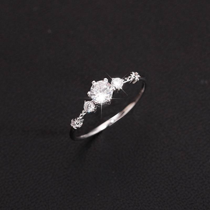 Bling 925 Sterling Silver Flash Diamond Ring Women Opening Adjustable Ring For Women Wedding Gift