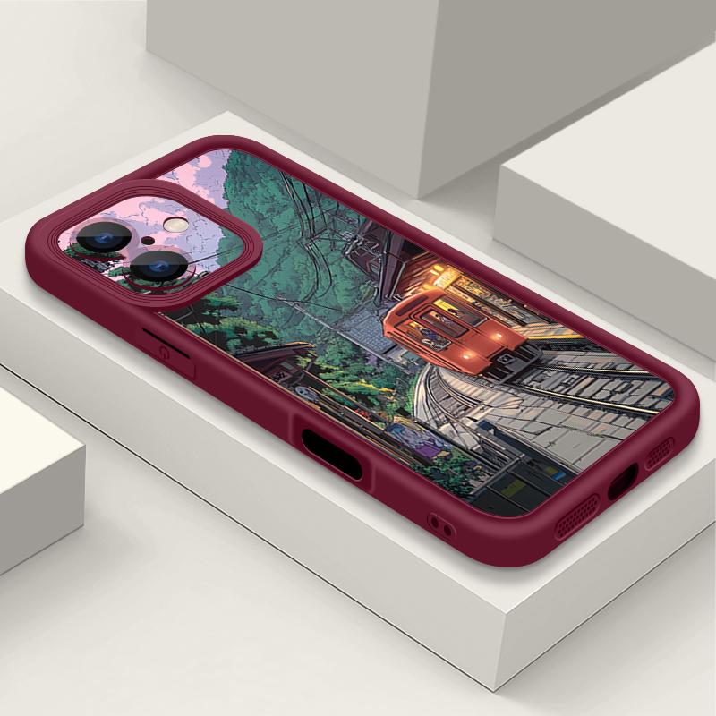 Para iPhone 13 Funda Diseño de Tren Marino de Anime Cubierta Suave de TPU Silicona Para iPhone 14 15 Pro Max 12 11 16e Funda iPhone 16 Pro Max