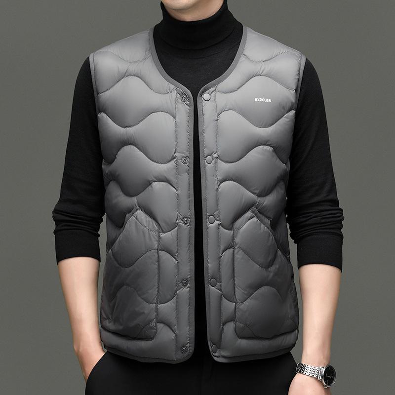 Men s Lightweight V-Neck Down Vest 2025 Winter Warmth Duck Down Jacket 180