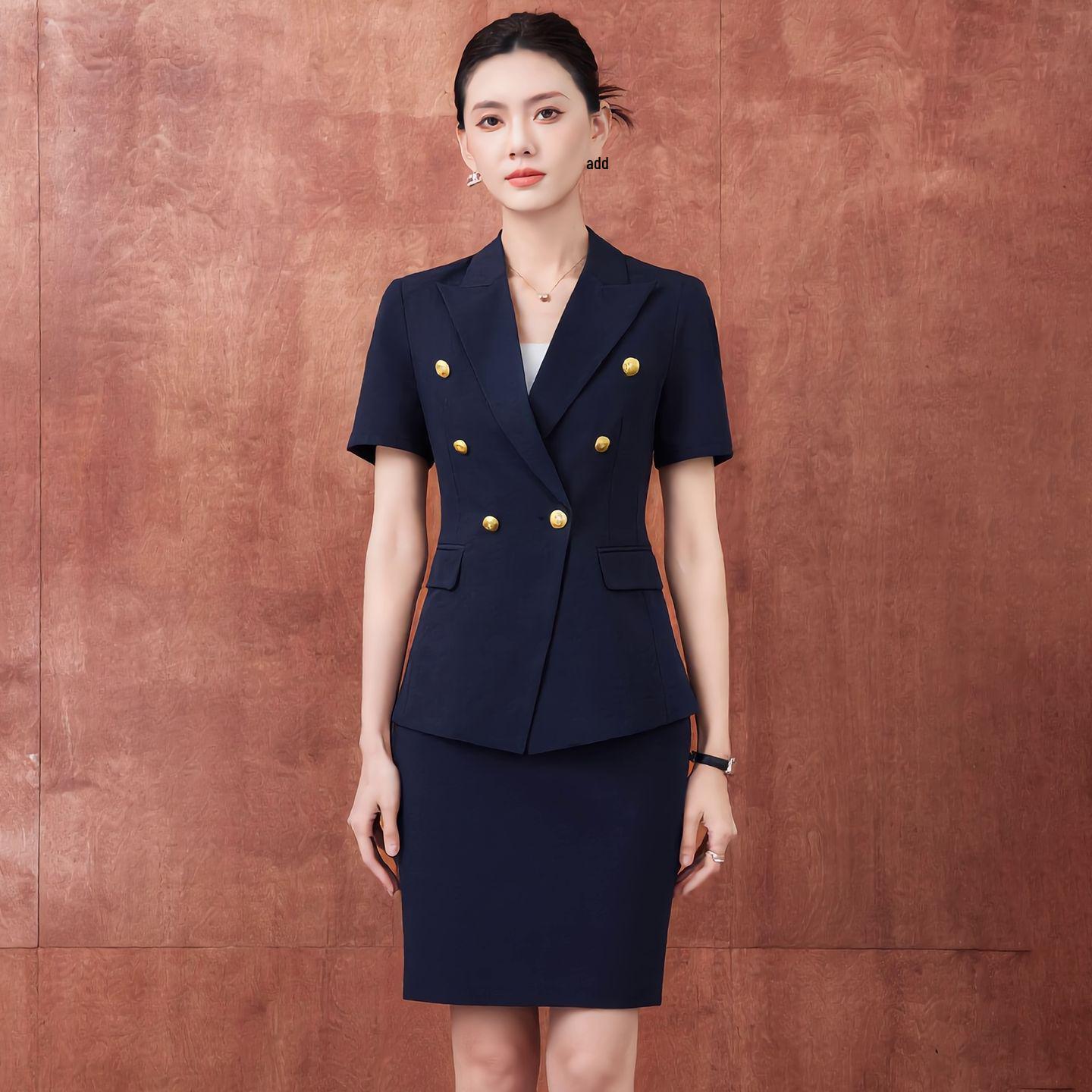 

Women s High-End Summer 2025 Formal Short-Sleeved Suit Set for Hotel Front Desk Professional Wear Double Extra Large