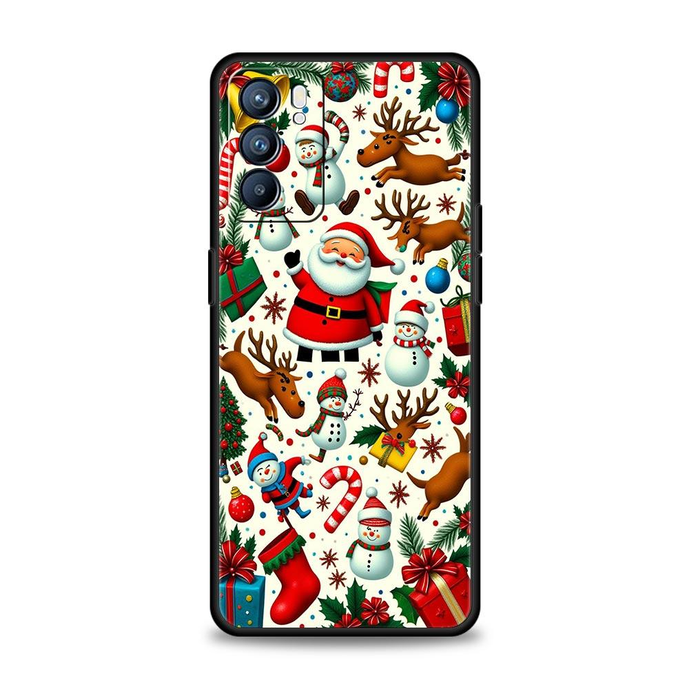 Merry Christmas Phone Case For Oppo Reno 13 12 11 10 7 F Find X5 X6 A98 A80 A79 A78 A57 A54 A31 A17 Pro 5G Soft TPU Cover Capas