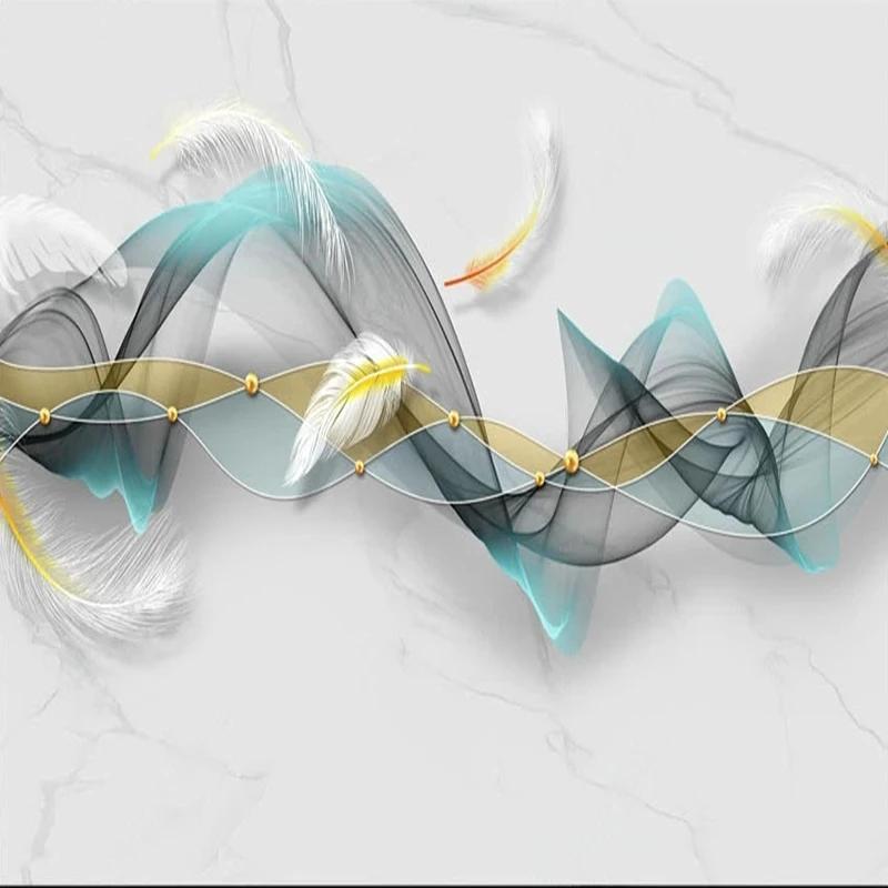 Photo Wallpaper Modern 3d Feather Marble Mural Living Room Tv Sofa Bedroom Background Wall Paper