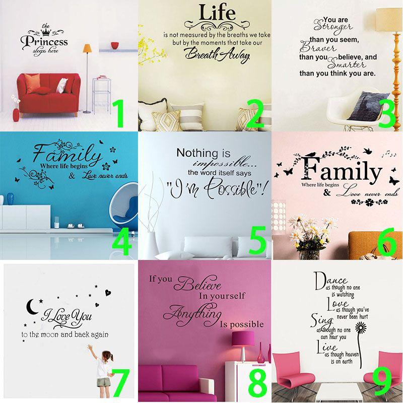 Premium Vinyl Home Room Decor Art Quote Wall Decal Stickers Bedroom Removable Mural