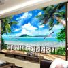 Custom 3D Wall Mural Wallpaper Modern Beach Balcony Scenery Outside Window Sea View Wall Painting Living Room TV Sofa Wallpapers