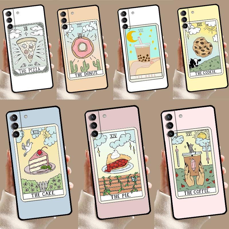 CAKE COFFEE The Boba Tarot Card Case For Samsung Galaxy S23 S24 Ultra S8 S9 S10 S22 Plus Note 10 20 Ultra S20 S21 FE Cover