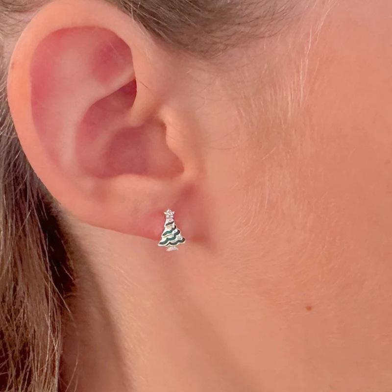 Christmas Delicate Stud Earrings For Women, New Year'S Christmas Tree Ornaments, Holiday Earrings