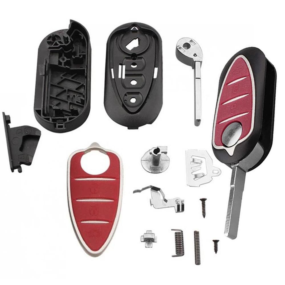 3 Tasten Fernbedienung Autoschlüsselgehäuse Fob Unbearbeiteter Schlüsselbart Passend Klappschlüsselhülle Abdeckung für Alfa Romeo Mito Giulietta 159 GTA