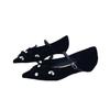 Mode Kristall Damen Mary Jane Schuhe Spitze Zehe Schleife Ballerinas Sandalen Sommer 2025 Luxus Kleiderschuhe Elegant Party Slipper Mujer Zapatos