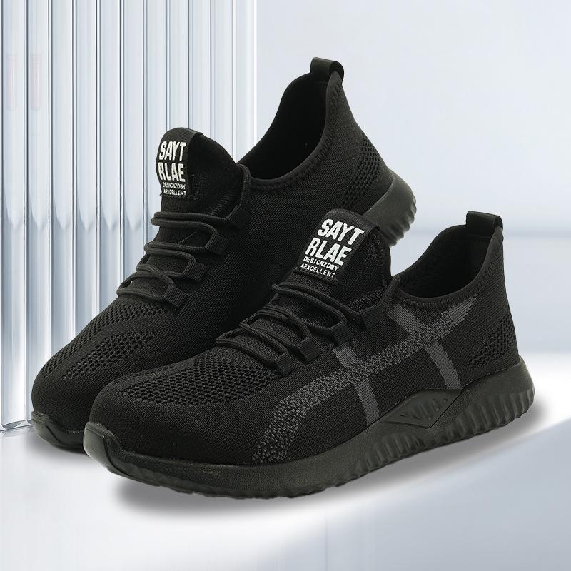 

Мужские защитные кроссовки Fly-Knit: Проколостойкие, Ударопрочные, Мягкая подошва, Удобные, Прочные рабочие ботинки. Black; 42