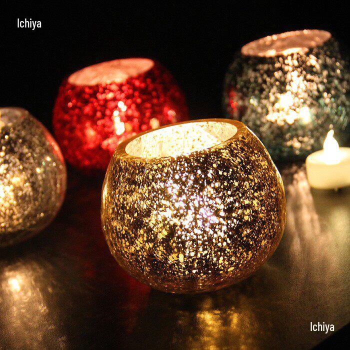 European Electroplated Glass Candlestick - Romantic Candlelit Dinner Decoration, Round Wedding or Festival Gift.