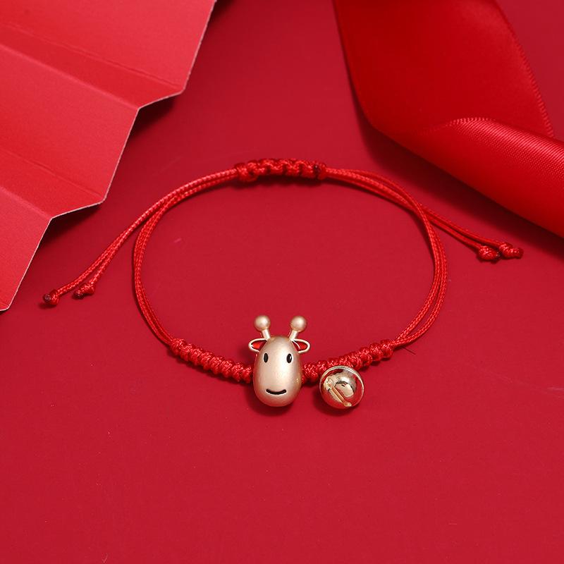 Hand-woven Natal Year Red Rope Lucky Cow Bracelet Female Lucky Calf Zodiac Hand Rope Versatile Retro Couple Jewelry