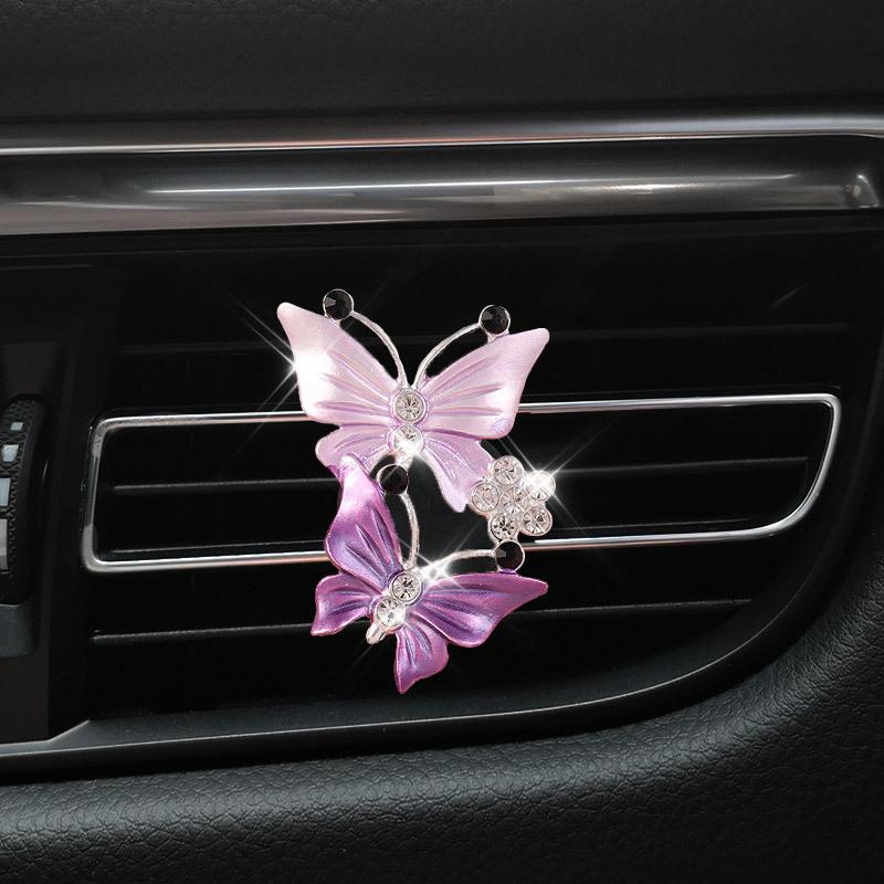 Car Air Conditioning Outlet Perfume Decoration Clip Dual-color Double Butterfly Purification Decoration Clip Car Interior