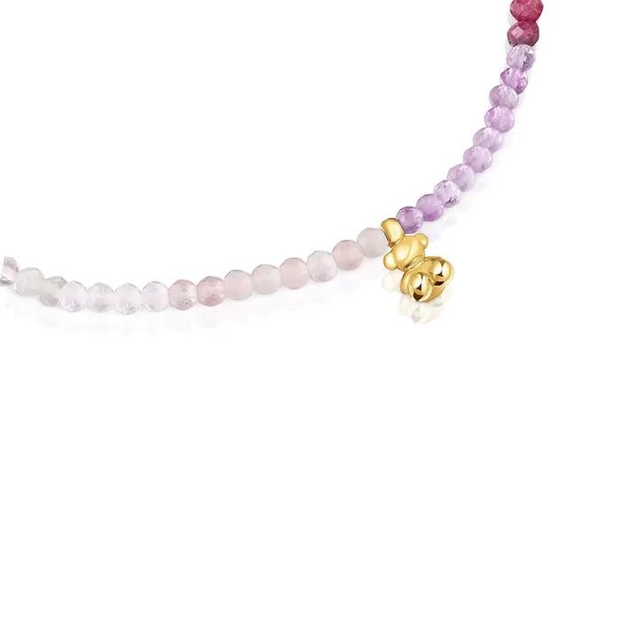 [TOUS] 18K Gold Vermeil Silver Bold Bear Tourmaline Elastic Bracelet 1004273200