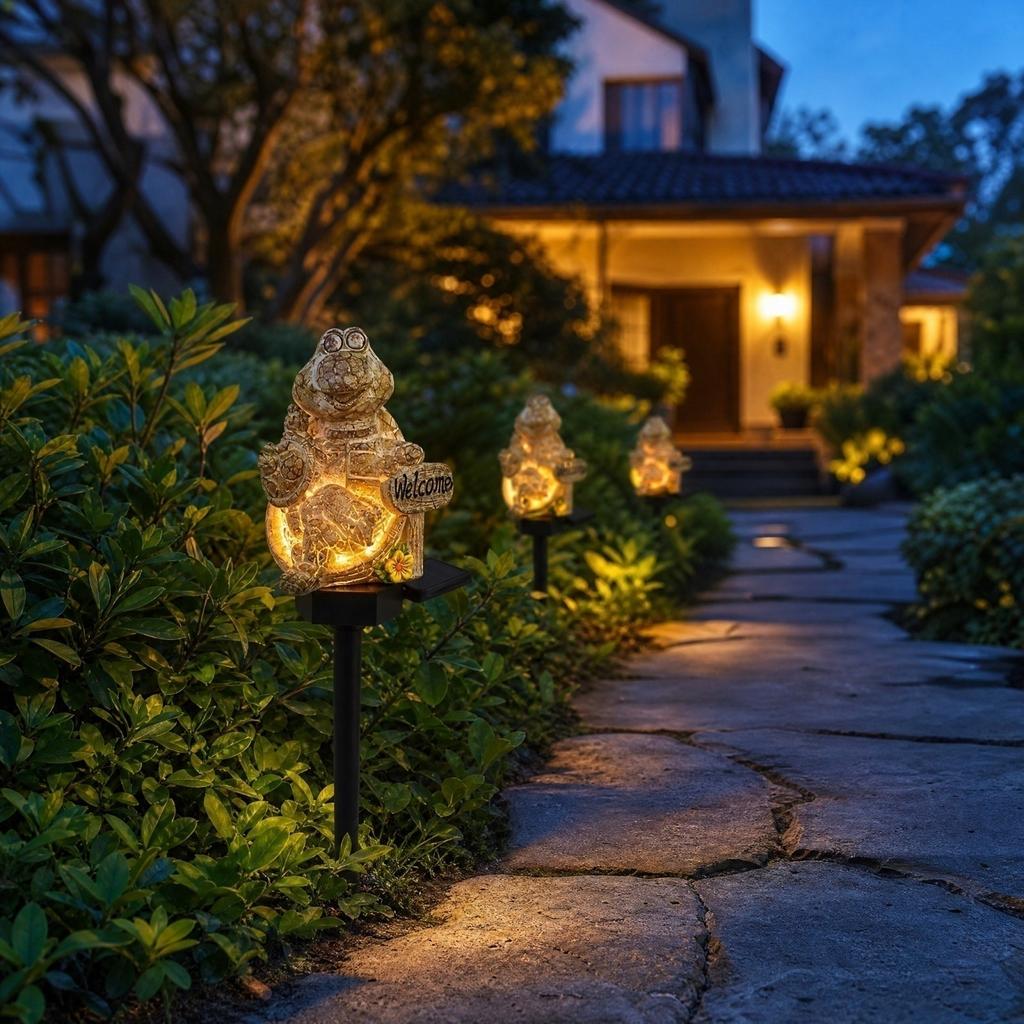 Garden Stake Light - Wood Carving Resin Turtle for and Yard Decoration