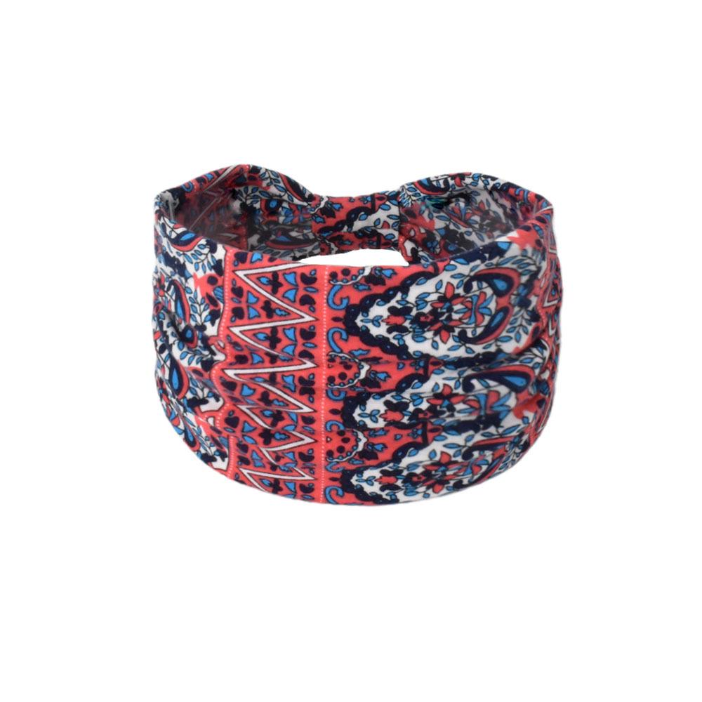 Women's Paisley Sport Yoga Headband - Sweat-Absorbing, Elastic Cotton, Bohemian Style