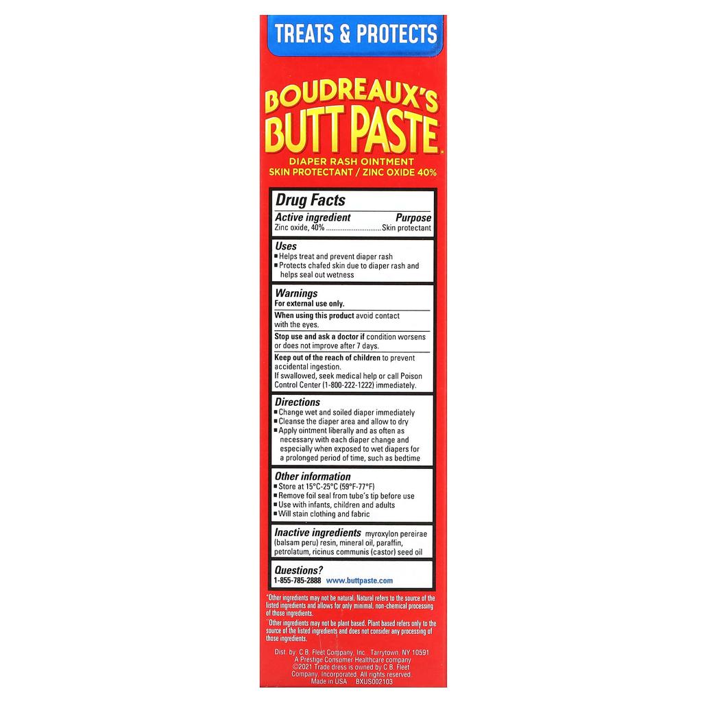 Boudreaux's Butt Paste Diaper Rash Ointment, Max Strength, 113G(4Oz)