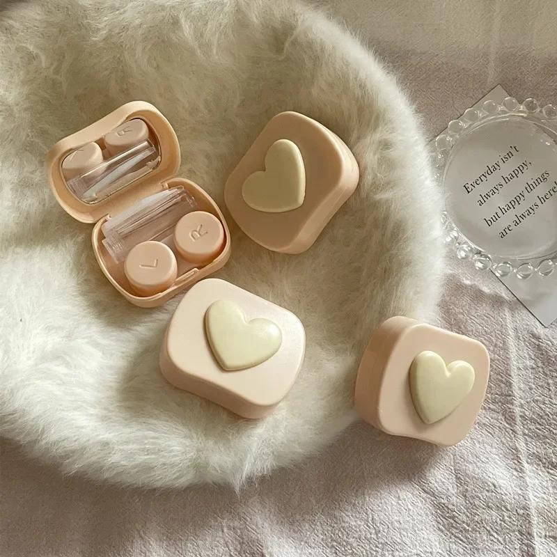 Women Colored Contact Lens Box Candy Color Square Love Portable Mirror Contact Lens Box Travel Easy Carry Storage Container