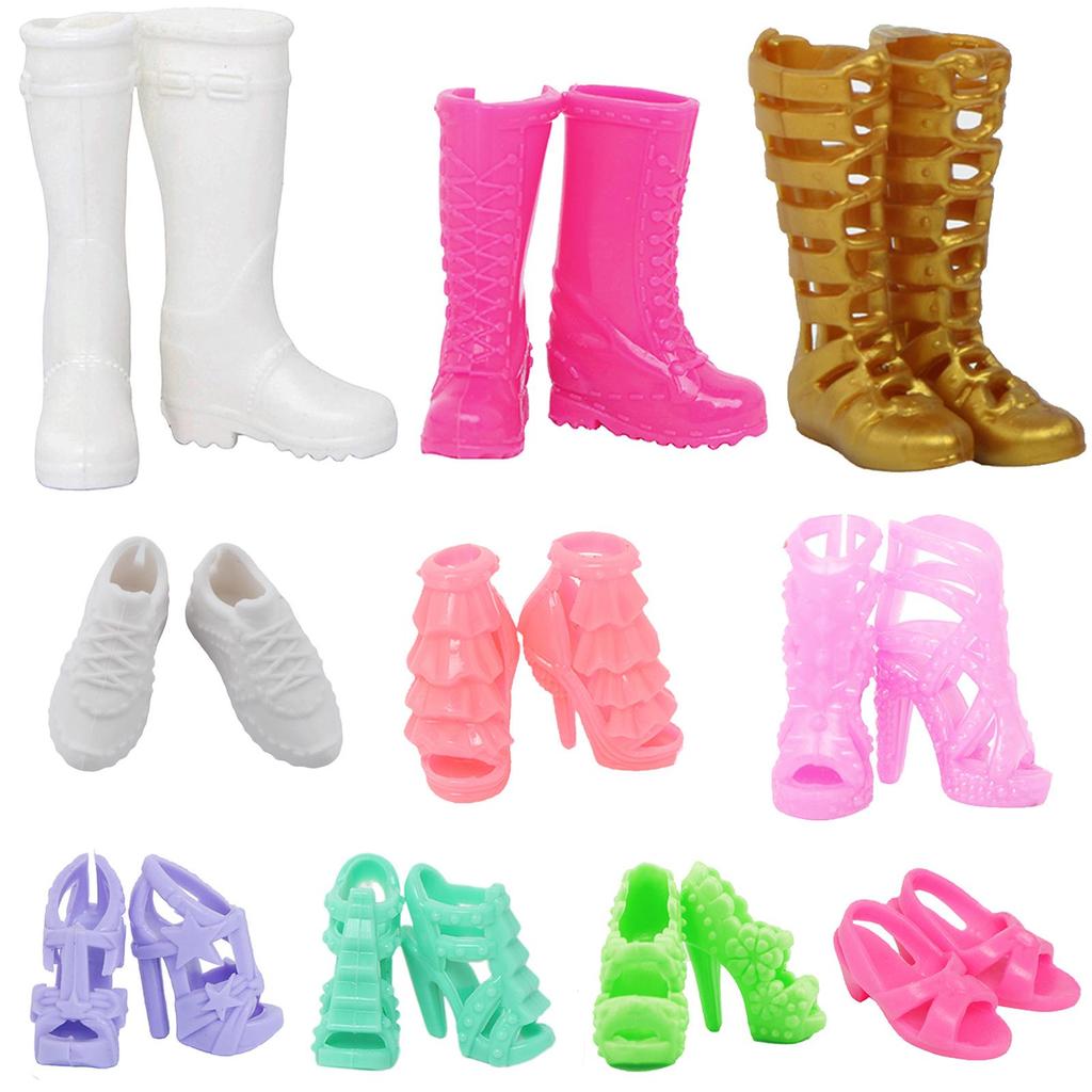 Mixed Style 10Pcs/Lot 11.5'' Girl Doll Shoes Daily Wear Sport Shoes High Heels Boots Sandals Colorful Accessories Kids Toy Gift